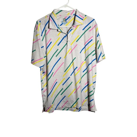 Chubbies Mens Medium Polo Shirt Multicolor 80s Style Brush Strokes Short Sleeve - Picture 1 of 6